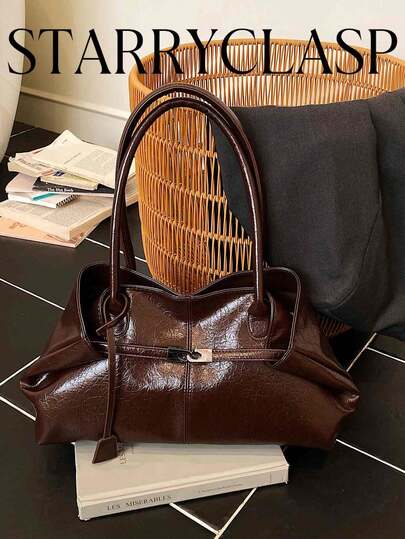 1pc Korean Fashion Minimalist Chic Versatile High-Quality Material High-End Shoulder Bag, Suitable For Outdoor Shopping