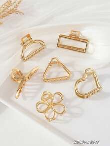 2个装女孩多功能精致合金小发夹，适合日常使用 - 金色 - 查看 1