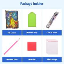 MISCER Fairy Diamond Art Kits For Adults, Glass Diamond Painting Kits For Beginners, 5D Full Drill Round Paint With Diamonds Pictures, Gem Art Painting DIY Crafts Kit Decor 12x16inch - 花-06 - 查看 7