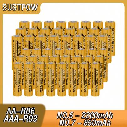 SUSTPOW Rechargeable Ni-MH Battery Pack, AA/AAA Size, Durable Cycle Life, Low Self-Discharge, Long-Lasting, Suitable For Remote Controls, Mice, Shavers, Children's Learning Devices And Other Digital Products