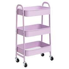Storage Cart, Utility Cart With Wheels, Kitchen Cart, Serving Cart, Metal Cart With Wheels, 3 Tier Rolling Cart, Organizer Cart For Bedroom, Bathroom, Office, Three Tier Kitchen Or Multipurpose Cart With Wheels (FRUTA-002 1690 2090) - CARRO-PY-LILA - Xem 7