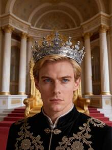 1件男士金色国王皇冠，中世纪皇冠，文艺复兴时期男士服装，王子皇冠，生日皇冠，化装舞会万圣节服装配饰