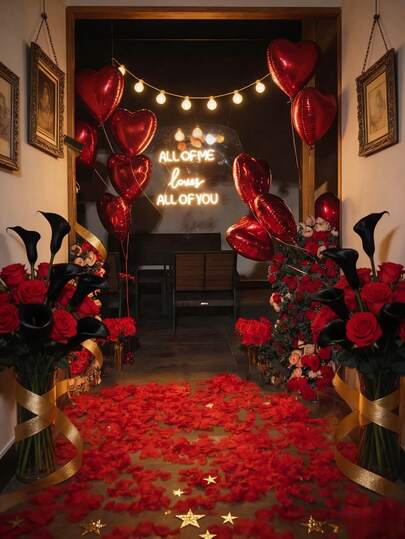 100/1000片人造红玫瑰花瓣，浪漫手工花，适用于婚礼派对、房间布置、家居装饰、生日装饰、餐桌摆饰、卧室装饰、房间装饰、浴室装饰、情人节礼物、毕业装饰