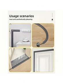 118-Inch Flexible Cable Raceway, 2.17-Inch Wide Recessed Trunking | Just Peel And Stick To Easily Hide Messy Cables On Floors And In Corners! | Flexible And Bendable, Perfectly Fits Corners And Straight Edges | Matte White Concealed Design, No Need For Grooves Or Nails, A Blessing For Renters | Say Goodbye To Tripping Hazards And Create A Neat, Organized Space.