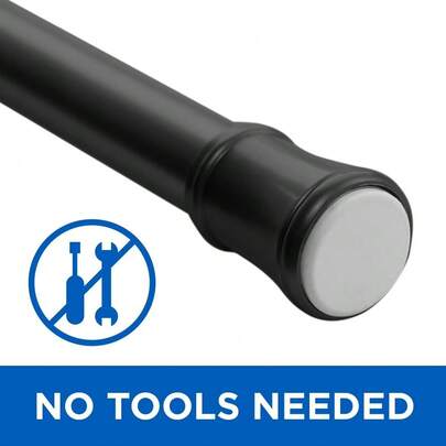 Adjustable Tension Window Curtain Rod Black 1 Inch Diameter 48 To 84 Inches