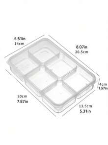 1个实用六格可重复使用食物备餐盒，耐用餐盒，多功能零食水果托盘及成人份量控制午餐盒，适合家庭、学校、办公室、旅行，是生日和新年的理想礼物 - 彩色 - 查看 10