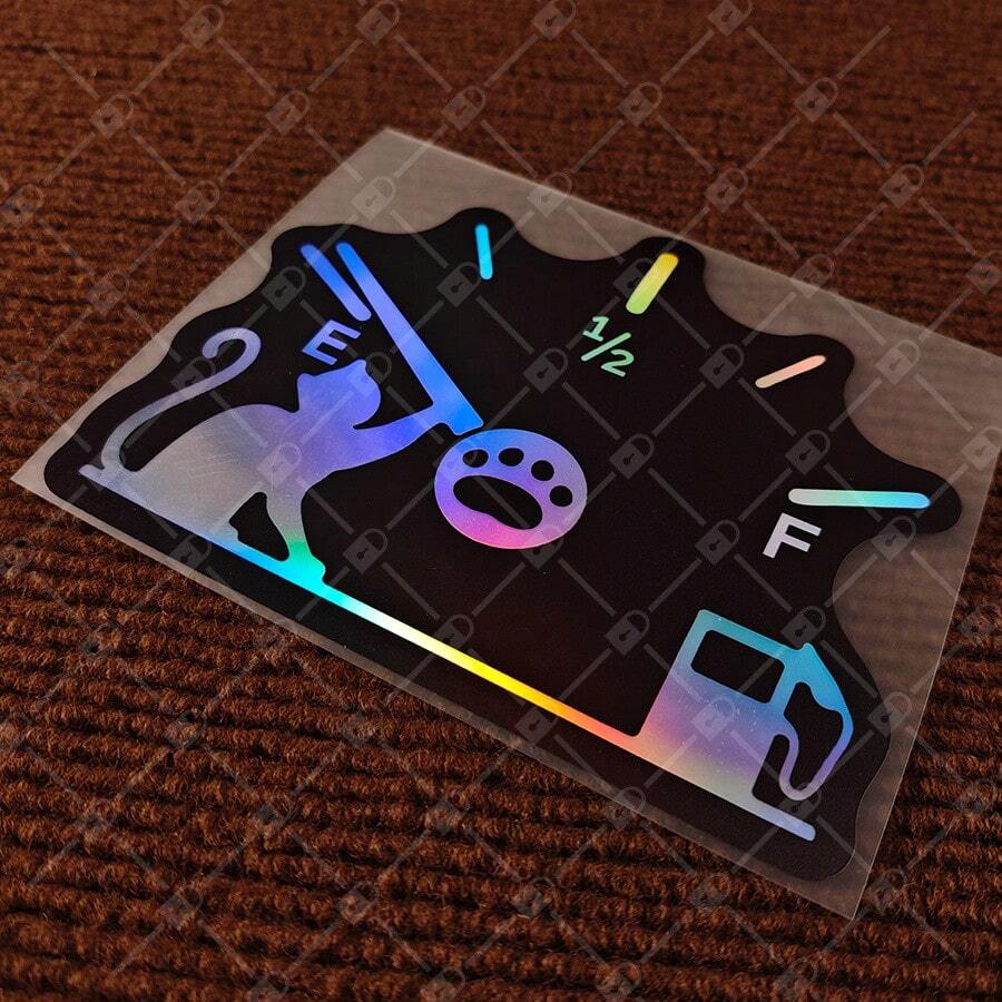 1pc Funny Cat Paw Laser Material Car Sticker, Gas Tank Cover, Gas Station Decal, Car Decoration