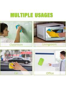 1/2/4pcs Washable Magnetic Chalkboard/Whiteboard Eraser, Reusable Chalk Eraser For Home & Office, Coral Fleece EVA Eraser - Multicolor - View 6