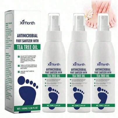 Tea Tree Oil Foot Spray - 100ml Antimicrobial Deodorant For Odor Control & Dry Feet Care, Natural,Tea Tree Oil Foot Spray,Spray Para Los Pies AUR9