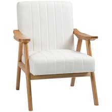 Upholstered Velvet Armchair/Chaise Longue With Armrests, Scandinavian Design, Cream, 68 X 74 X 82 Cm - White - View 1
