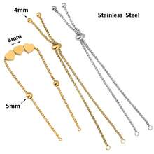Ahknormailcui 2pcs Stainless Steel Heart Beading Decorate Roller Bracelet Chain With Positioning Bead For Making Bracelets Layered Bracelets Valentine's Day Gift,18K Gold Plated Adjustable BL Cable Chain For DIY Jewelry Making Extension Chains - Bracelet - View 2