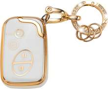 Stylish White Key Fob Cover With Keychain, Compatible With Lexus Models - For Lexus C4 - 查看 10