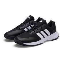 Adidas 男士 GameCourt 2 M 网球鞋，户外休闲两用，轻便，减震，KI0780 - 黑色/白色 - 查看 3