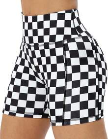 ZLLW Women's High Waist Cute Print Workout Yoga Shorts, 5 Inch Squat Proof Biker Shorts Stretch Athletic Running ShortsA Valentine's Day UNMI - 格子 - 查看 1