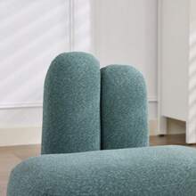 Cozy Bunny-Ear Fabric Ottoman, Fixed Padded Stool With Cute Ears, No Storage Space, Not Removable - Mint Green - View 3