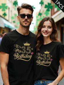 Couple Matching Birthday Crown TShirt Premium Fabric, Relaxed Fit, Street Hip-Hop, Breathable - WomenBlack-1PC - View 1