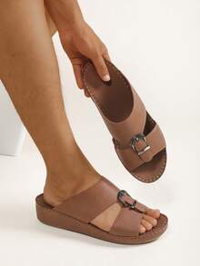 Middle Eastern Style Handmade Lace-Up Unisex Casual Shoes, Patterned Design For Casual, Beach Party, Vacation, Summer - Coffee Brown - View 5