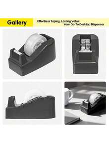 1pc Desktop Tape Dispenser, Black, With Weighted Non-Slip Base And Sharp Blade, Suitable For Office, Home And School