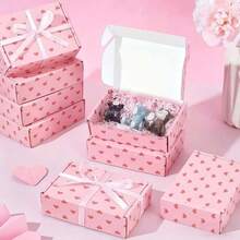 Hộp quà tặng hình trái tim màu hồng (10 chiếc/5 chiếc), hộp giấy Kraft trang trí hình trái tim màu đỏ, hộp quà trang trí dễ thương, dễ lắp ráp - chất liệu giấy, thích hợp làm quà tặng tiệc tùng, hộp đựng trang sức, quà cưới, quà tặng ngày Valentine và sinh nhật, trang trí phòng trang điểm. - Nhiều màu - Xem 2