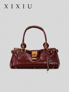 Estilo vintage clásico, moda retro de nicho, versátil, único y elegante bolso con candado antiguo, bolso de mano, bolso de hombro, bolso de sobaco, un imprescindible del estilo callejero. - Multicolor - Ver 9