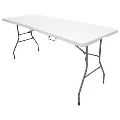 Mikomika Mesa Plegable Solid 120cm o 180cm, portátil, Uso público Interior/Exterior Tablero Resina HDPE 3,5cm, Capacidad 4/6/8 Personas y Carga 150 kg. Multiuso