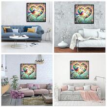 MRMIOOM 5D Valentine's Day Diamond Art Kits For Adults, Lovebirds Diamond Painting Kit For Beginners, DIY Full Drill Round Diamond Art Kit For Home Wall Decor Gift 14x14inch - D012-美國 - 查看 6