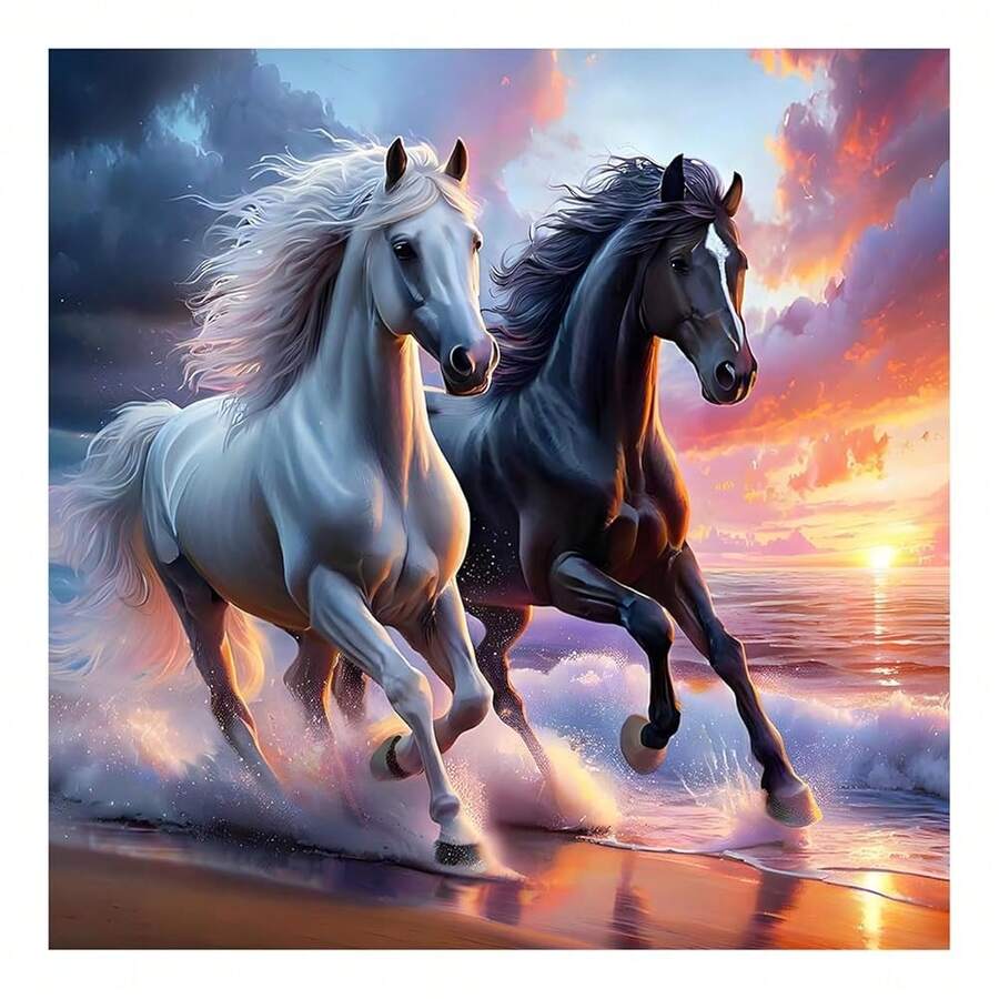 AMORARS Diamond Painting Kit For Adults, 5D Horse Diamond Art For Beginners - DIY Full Diamond Dot Gem Art Painting, Suitable Gifts And Home Wall Decoration Crafts, 12X12Inch - Horse-2 - 查看 1