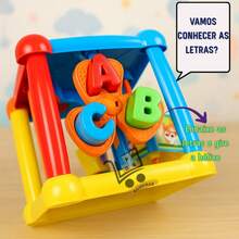 Brinquedo Educativo 1 Ano Bloco Baby Animal De Encaixe E Atividades Para Coordenação Motora - Azul - Visão 2