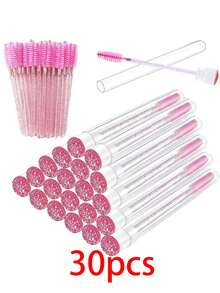 60/50/20/10 空一次性睫毛膏管套装和睫毛卷套装，睫毛膏刷子睫毛膏棒套装管，一次性睫毛刷（玫瑰金扁豆造型） - 彩色 - 查看 26