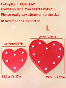 1个可爱心形房间装饰夜灯，电池供电，室内装饰可爱夜灯，适用于客厅、卧室、桌面装饰，情人节装饰，情人节礼物，求婚婚礼派对心形夜灯 - 暖光 - 查看 12