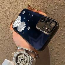 Funda para teléfono con silueta estrellada Compatible con  17  16 Pro Max  15 Pro Max  13 y  12 Diseño con textura de lichi blanco mate A prueba de caídas y arañazos Un regalo perfecto para familiares, amigos y seres queridos - Negro - Ver 6