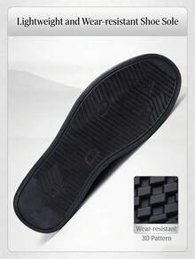 2026新款男士休闲鞋，舒适透气布面鞋，圆头套脚鞋，轻便软底刺绣商务休闲鞋 - 黑色 - 查看 9