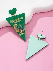 一对亚克力新月星三角吊坠耳环，女士节日饰品 - 三角形 - 查看 4