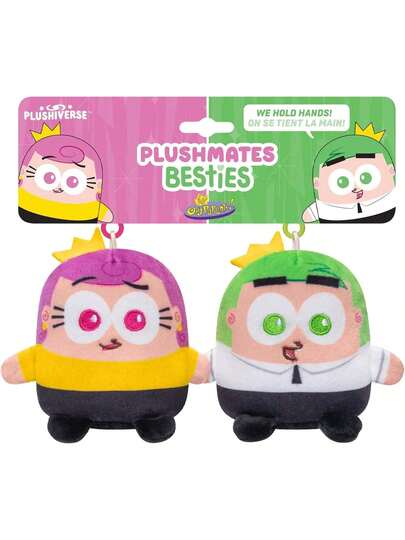 EstiloEstiloTeeTurtle The Fairly OddParents Cosmo and Wanda Plushmates Besties - Juego de llaveros con Licencia Oficial de  con Clip de Felpa con Manos magnéticasVersión mejoradaVersión mejorada