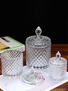 Frasco de vidrio de gran capacidad con tapa, adecuado para almacenar caramelos, recuerdos de boda, granos de té/café, postres de cristal, hisopos de algodón/palillos/joyas/bandas elásticas y condimentos de restaurante/cocina. (Tamaño ligeramente talla grande pequeño, por favor elija con cuidado al hacer el pedido.) - Multicolor - Ver 2