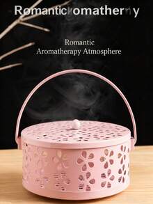 1 chiếc lư hương đuổi muỗi bằng kim loại kiểu cổ điển, giá đỡ lư hương đuổi muỗi, lư hương bằng sắt cầm tay có họa tiết hoa và tay cầm, thích hợp sử dụng trong nhà và ngoài trời. - Nhiều màu - Xem 6