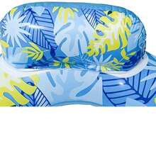 Summer Pool Floating Mat With Headrest - Luxury Tropical Leaf Design Inflatable Lounger For Adults, Perfect For Relaxation, Sunbathing And Pool Parties (Blue And Pink) - Tropical Leaves - View 7