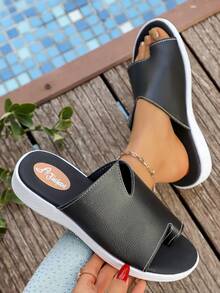 New Sports Sandals Wedge Thick Sole Women Casual Shoes Non-Slip Soft Bottom Sandals Minimalist Criss-Cross Hollow Out Beach - Black - View 1