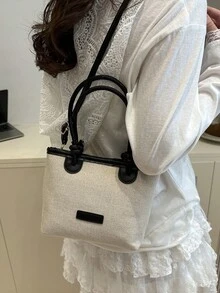 Túi xách mini thời trang giả rơm, thích hợp cho các bữa tiệc, đi chơi, du lịch, mua sắm và sử dụng hàng ngày. Có thể đựng tiền xu và điện thoại. Phù hợp cho nhân viên văn phòng, sinh viên đại học, phụ nữ công sở, quý cô thanh lịch. - màu đen - Xem 4