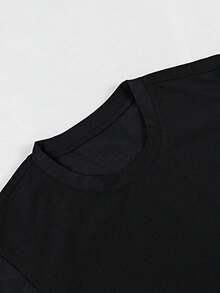 1 chiếc áo thun cổ tròn phối màu đen trắng thời trang thường ngày cho bé trai tuổi teen, thích hợp mặc mùa hè. - màu đen - Xem 6