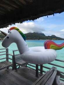 1 pieza - Flotador de natación grande con diseño de unicornio, personalizable, anillo de vida inflable de 120/90 cm de grosor, flotador de agua inflable con diseño de unicornio blanco y arcoíris - Multicolor - Ver 10