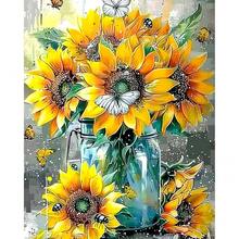 EMIEAUFG Diamond Art Kits For Adults, Sunflower Vase Diamond Painting Kit For  And Beginners, 5D Round Full Drill Craft, Home Wall Decor 12\ X 16\ - SR66 - 查看 1