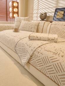 1 st. kuddfodral till soffa året runt, modernt minimalistiskt halkfritt soffskydd, dammtät och tvättbar, mjuk och blekningsbeständig, husdjursvänlig, passar L-formad soffa och 1/2/3/4-sitssoffa - Kaki - Visa 6