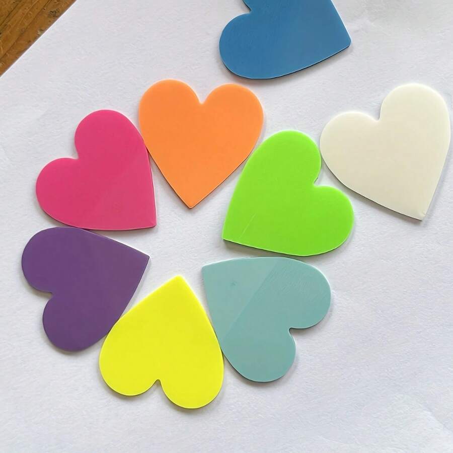 8个迷你方形/心形/圆形/小熊透明便签贴纸，160张PET透明可重复使用可书写便签纸，适用于学生、阅读、备忘录