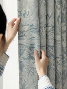 1PC European Chenille Jacquard High-End Blackout Curtain For Luxury Living Room Bedroom Villa Balcony,High Quality Blackout Curtain 84 Inch Long - Baby Blue - View 4