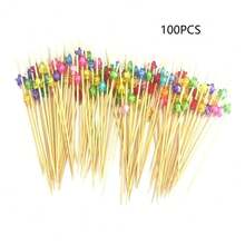 Palitos de bambú para adornar hamburguesas, palitos desechables para fruta, palitos para comida, decoración para sándwich, accesorios Bento, tenedor para Buffet de, piezas 6QSP - BG886-1C - Ver 13