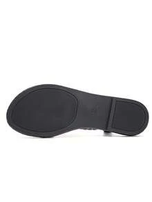 Damen 2025 neue Mode bequeme Lässig Retro Stil Strand Riemen einfarbig weiche Sohle gewebte Kreuzriemen Blumen Dekor Schnalle schweißabsorbierend atmungsaktiv geeignet für Sommer Clip Zehen Damen Schuhe vielseitig Urlaub rutschfest Flach Sandalen, Valentinstag - Kaffeefarbene silberne Strasssteine - Übersicht 9