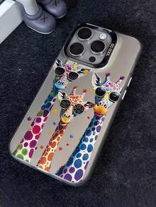 1PC, The New Series Of Creative And Fashionable IMD Laser Phone Cases , Colorful Giraffes With Sunglasses Pattern, Classic Hybrid Phone Cases With Shock Resistance And Anti Slip, Compatible With Iphone 17/17Air/17Pro/17ProMax, 16/16Plus/16ProMax, 15.14, 13, 12, 11 Series, Suitable For Samsung Galaxy S22, S23, S24, S25 PLUS ULTRA Series, Easter Gift, Christmas/Halloween Decoration/Birthday Gift, Couple .Girlfriend, Boyfriend, Friend Or Yourself. - 黑色 - 查看 2