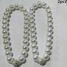 1/2pcs Modern Style Faux Pearl Magnetic Decorative Curtain Clips - Polyester Strap Clips, Exquisite Luxurious Clips Suitable For Home And Office Decor, Room Decoration
