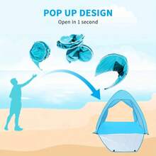3 Seconds Pop Up Beach Tent Automatic Pop Up Instant Shade Sun Shelter UPF 50+ Portable Canopy Cabana For Outdoor Activities, Camping Fishing Park Hiking Picnic - 藍色 - 查看 5